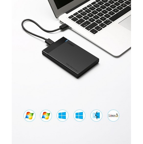 På utsidan av adaptern finns en LED-indikator för hur enheten fungerar.
