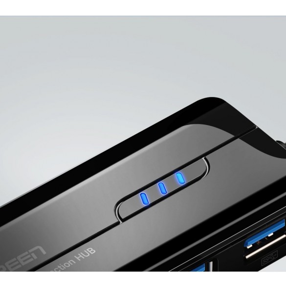 Förläng 3 portar USB 3.0, bekvämt för din flash-enhet, tangentbord, mus, kamera, skrivare, hårddisk etc.