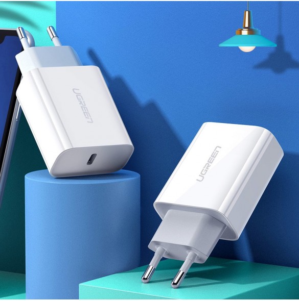 Ugreen USB Power Delivery 3.0 Quick Charge 4.0+ väggladdare 20W 3A - Vit (60450)