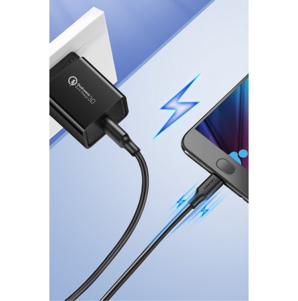 Ugreen 60138 USB till Micro USB-kabel är gjord av högkvalitativ plast, ren kopparkärna säkerställer överföringshastigheten