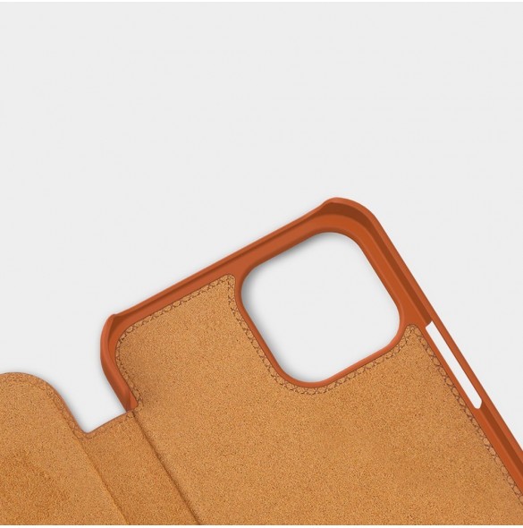 Nillkin Qin original läderfodral till iPhone 12 Pro Max - Brun