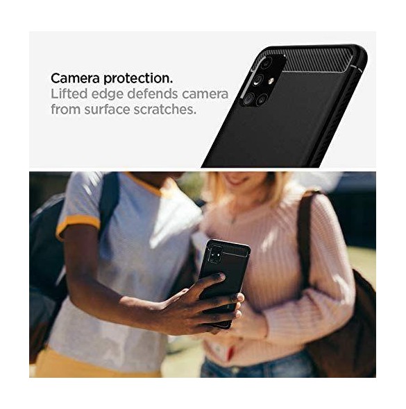 Din telefon skyddas av detta skydd från Spigen.