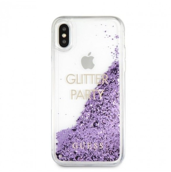 Guess hårt fodral Glitter Hearts GUHCPXGLUQPU iPhone X / XS - Purple