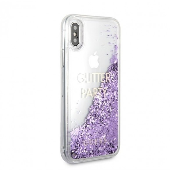 Guess hårt fodral Glitter Hearts GUHCPXGLUQPU iPhone X / XS - Purple