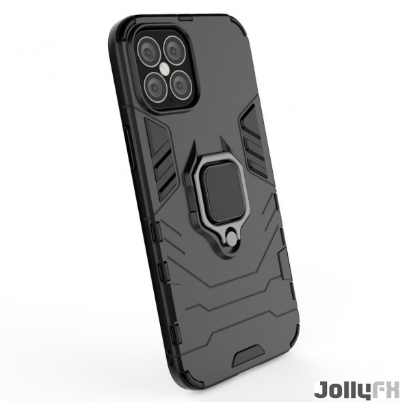 JollyFX Ring Armor Case Kickstand Tålig, robust skal till iPhone 12 Pro Max - Svart