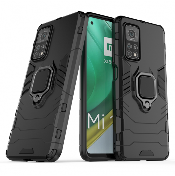 JollyFX Ring Armor Case Kickstand Tough Rugged cover till Xiaomi Mi 10T Pro / Mi 10T - Svart