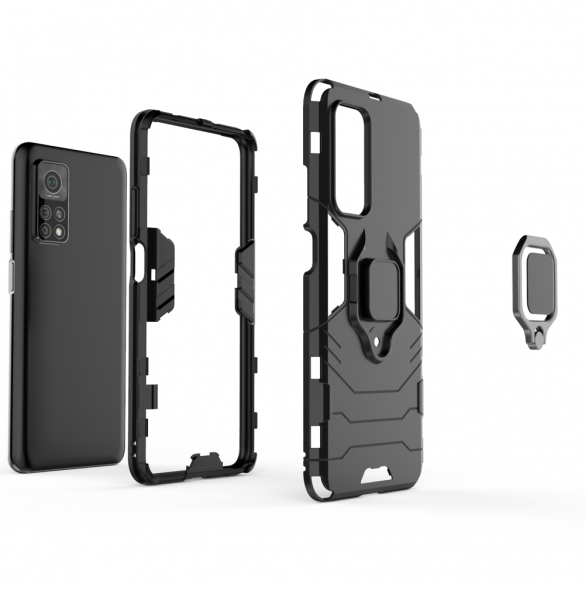 JollyFX Ring Armor Case Kickstand Tough Rugged cover till Xiaomi Mi 10T Pro / Mi 10T - Svart