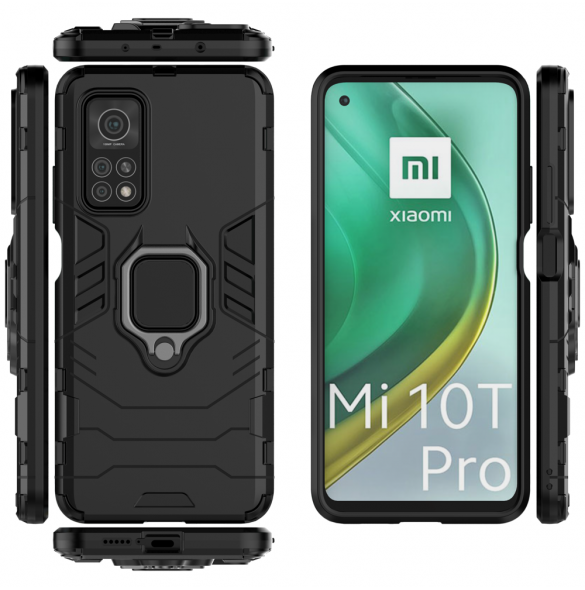 JollyFX Ring Armor Case Kickstand Tough Rugged cover till Xiaomi Mi 10T Pro / Mi 10T - Svart