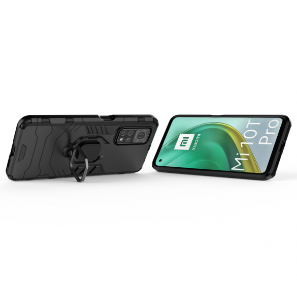 JollyFX Ring Armor Case Kickstand Tough Rugged cover till Xiaomi Mi 10T Pro / Mi 10T - Svart