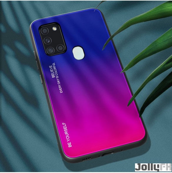 Rosa-lila och mycket snyggt skal Samsung Galaxy A21S.