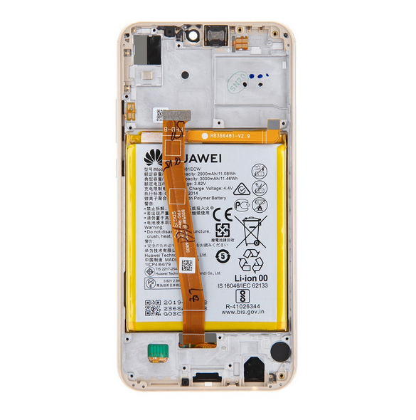 LCD-skärm + pekdon + framsida Huawei P20 Lite - Guld (servicepaket)