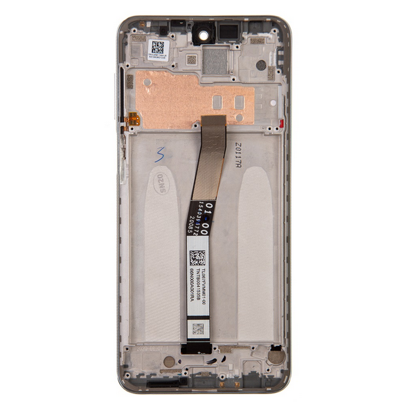 LCD-skärm + pekdon + frontlucka till Xiaomi Redmi Note 9S - Vit (Service Pack)