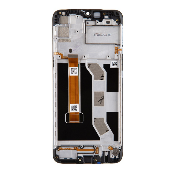 LCD-skärm + pekdon + frontlucka för Realme 6i (servicepaket)