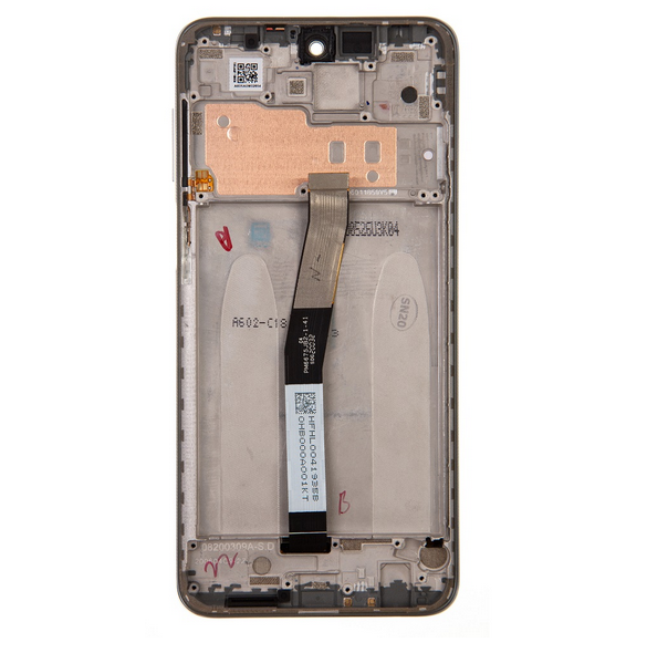 LCD-skärm + pekdon + frontlucka till Xiaomi Redmi Note 9 Pro - Vit (Service Pack)