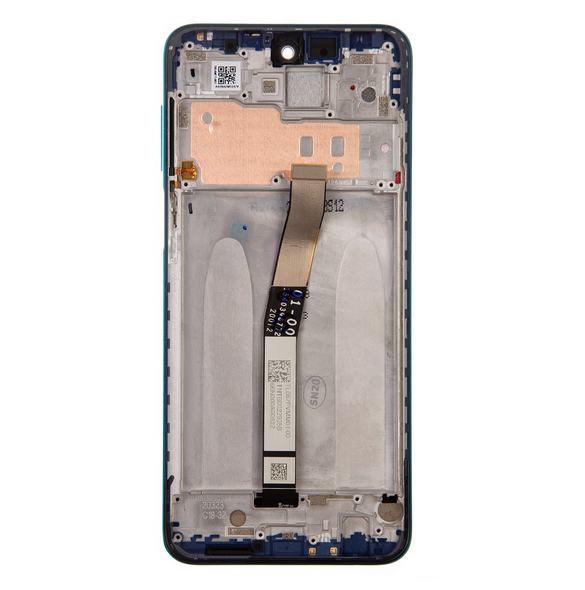 LCD-skärm + pekdon + frontlucka till Xiaomi Redmi Note 9S - Blå (servicepaket)
