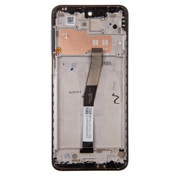 LCD-skärm + pekdon + frontlucka till Xiaomi Redmi Note 9 Pro - Svart (servicepaket)