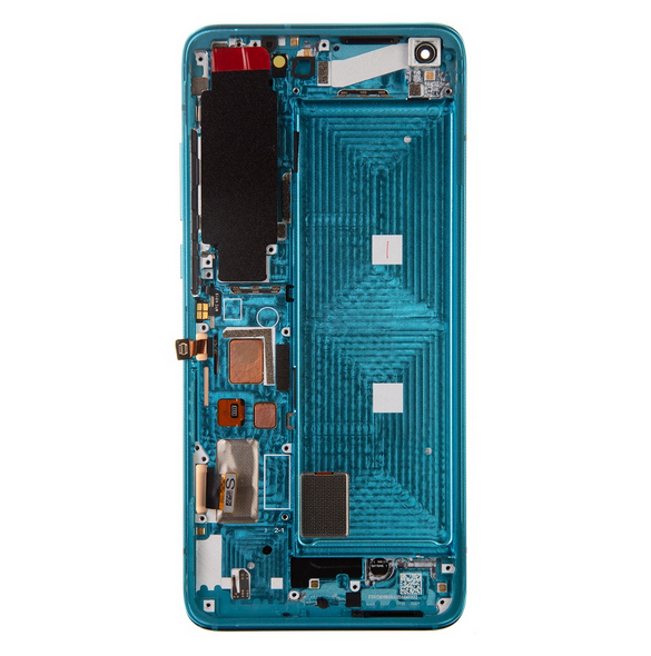 LCD-skärm + pekdon + frontlucka till Xiaomi Mi 10 - Grön (Servicepaket)