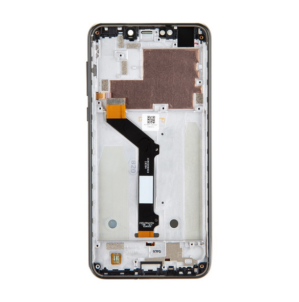 LCD-display + Touch Unit + Front Skal till Motorola One - Svart (Service Pack)