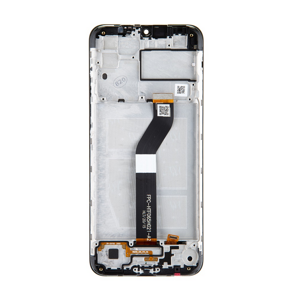 LCD-display + Touch Unit + Front Skal till Motorola G8 Power Lite - Svart (Service Pack)
