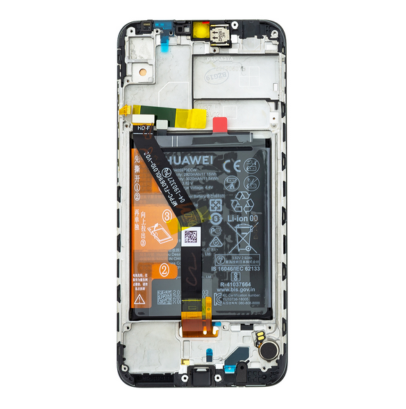LCD-skärm + pekdon + framskal Huawei Y6 2019 - Svart (Servicepaket)