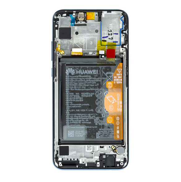 LCD-skärm + pekdon + frontskal Huawei Honor 20 Lite - Svart (Servicepaket)