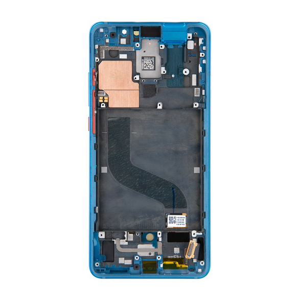 LCD-skärm + pekdon + frontlucka till Xiaomi Mi 9T - Blå (Servicepaket)