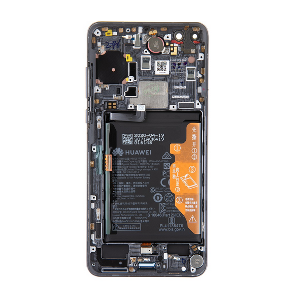 LCD-skärm + pekdon + frontskal Huawei P40 - Svart (servicepaket)
