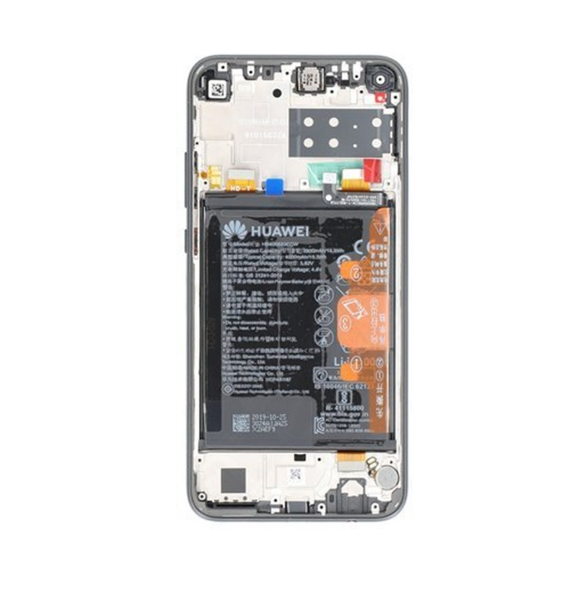 LCD-skärm + pekdon + framskal Huawei P40 Lite E - Midnatt svart (servicepaket)
