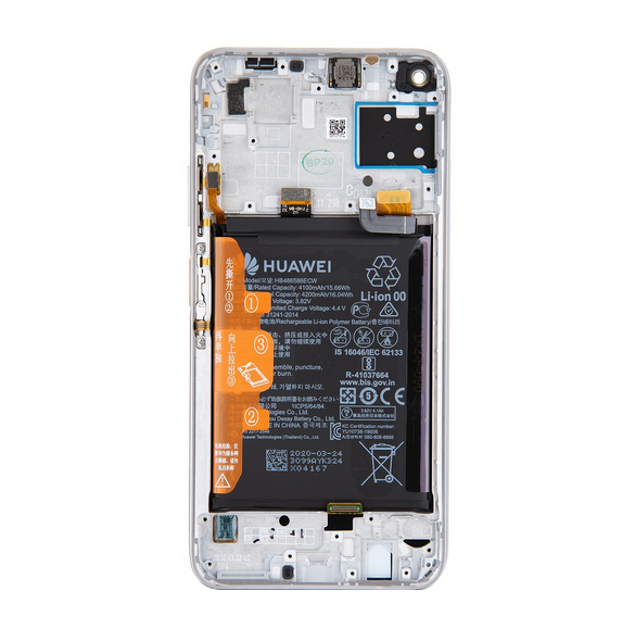 LCD-skärm + pekdon + frontskal Huawei P40 Lite - Andningskristall (servicepaket)