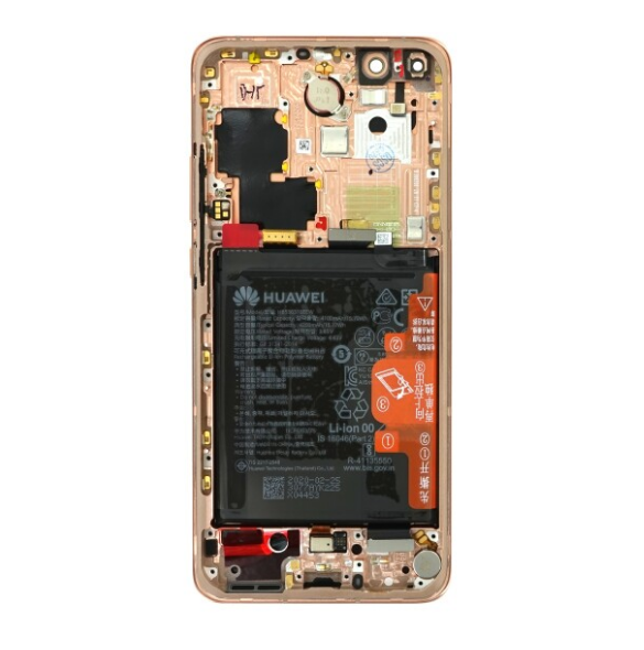 LCD-skärm + pekdon + frontskal Huawei P40 Pro - Rodnad guld (servicepaket)