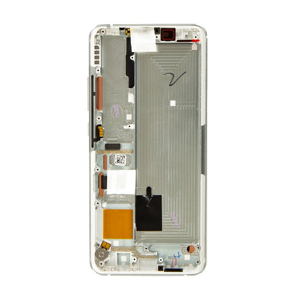 LCD-skärm + pekdon + frontlucka till Xiaomi Mi Note 10 Lite - Glaciärvit (Service Pack)