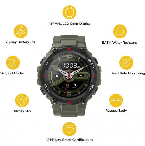 Xiaomi Amazfit T-Rex Outdoor SmartWatch - Army Green