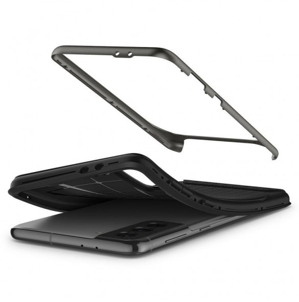 Pistolmetall och mycket snyggt skal Samsung Galaxy S21.