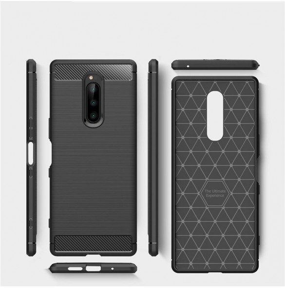 JollyFX Carbon Case Flexible Cover TPU Case for Sony Xperia 1 - Svart