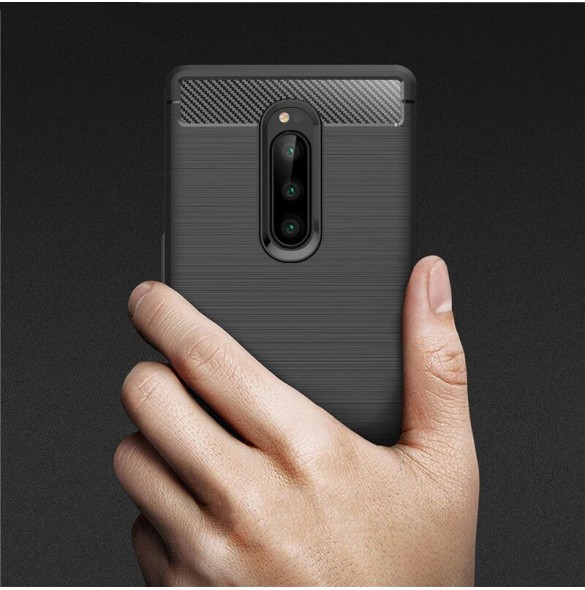 JollyFX Carbon Case Flexible Cover TPU Case for Sony Xperia 1 - Svart