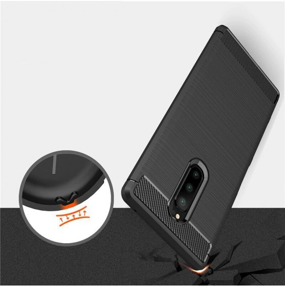 JollyFX Carbon Case Flexible Cover TPU Case for Sony Xperia 1 - Svart