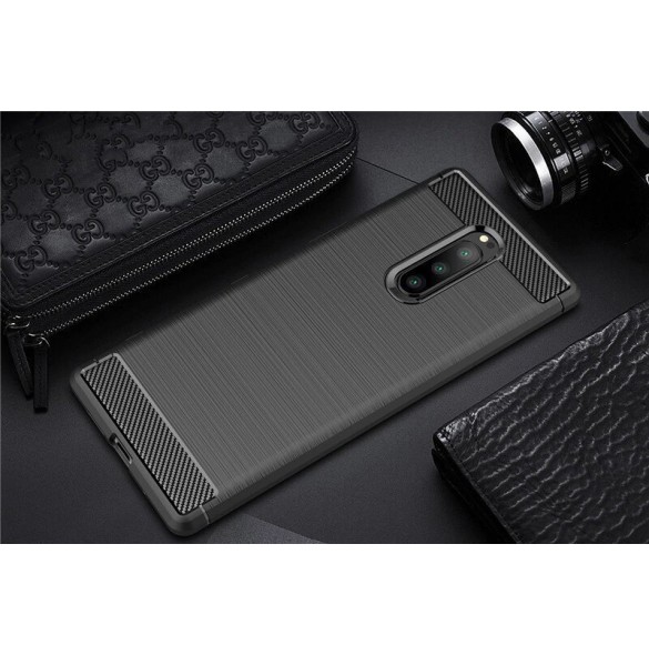 JollyFX Carbon Case Flexible Cover TPU Case for Sony Xperia 1 - Svart
