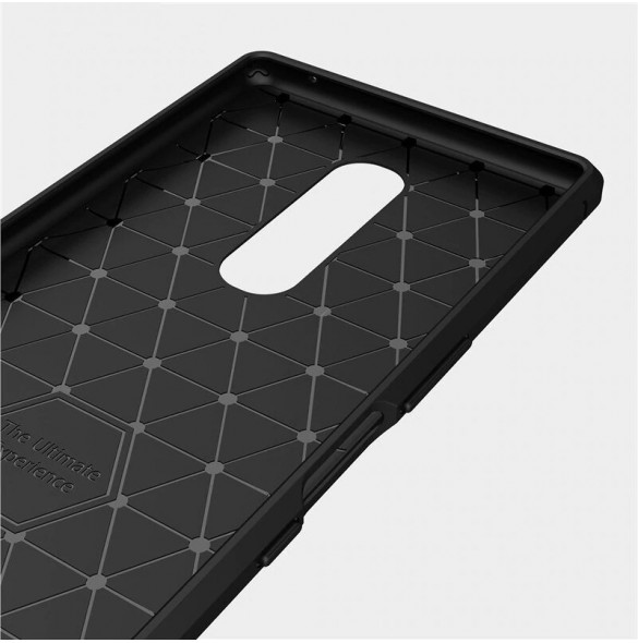 JollyFX Carbon Case Flexible Cover TPU Case for Sony Xperia 1 - Svart