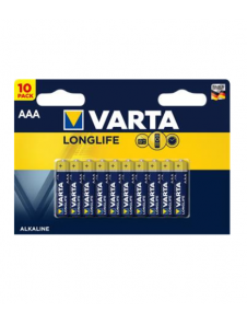 Varta Longlife Extra AAA alkaliskt batteripaket för enheter med konstant låg energiförbrukning.