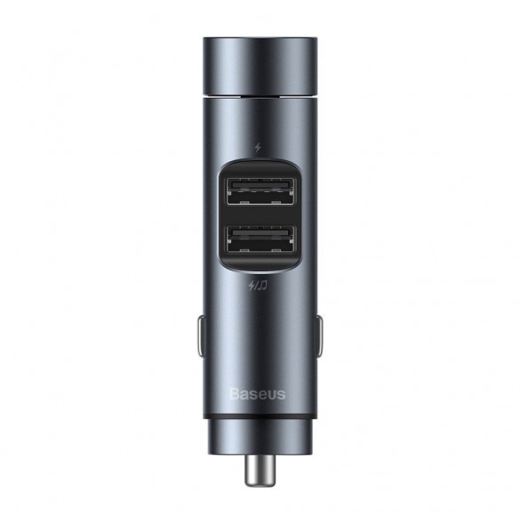 Baseus Energy Column Bluetooth FM-sändare MP3-billaddare 2x USB QC3.0 3,1A - GrÅ (CCNLZ-0G)