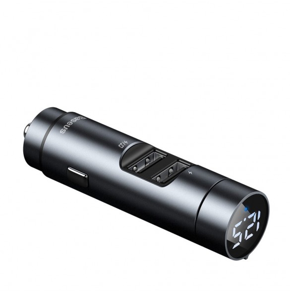 Baseus Energy Column Bluetooth FM-sändare MP3-billaddare 2x USB QC3.0 3,1A - GrÅ (CCNLZ-0G)