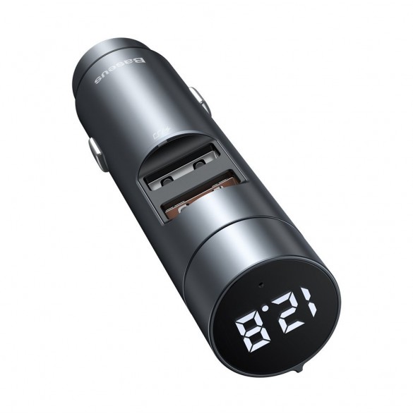 Baseus Bluetooth 5.0 FM Transmiter car charger 2x USB 3 A 18 W PPS Quick Charge 3.0 AFC FCP - Grey (CCNLZ-C0G)
