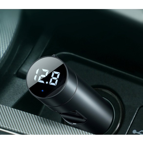 Baseus Bluetooth 5.0 FM Transmiter car charger 2x USB 3 A 18 W PPS Quick Charge 3.0 AFC FCP - Grey (CCNLZ-C0G)