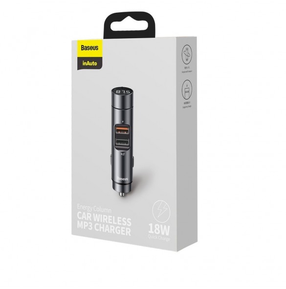 Baseus Bluetooth 5.0 FM Transmiter car charger 2x USB 3 A 18 W PPS Quick Charge 3.0 AFC FCP - Silver (CCNLZ-C0S)