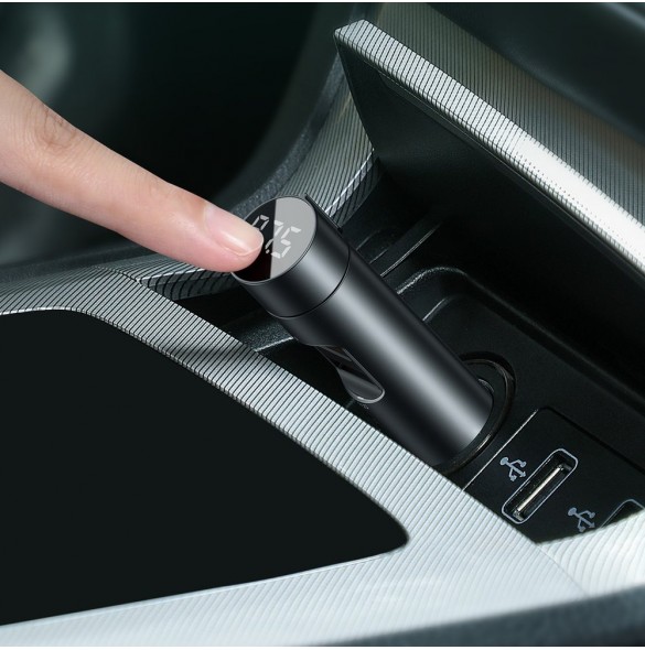 Baseus Bluetooth 5.0 FM Transmiter car charger 2x USB 3 A 18 W PPS Quick Charge 3.0 AFC FCP - Silver (CCNLZ-C0S)