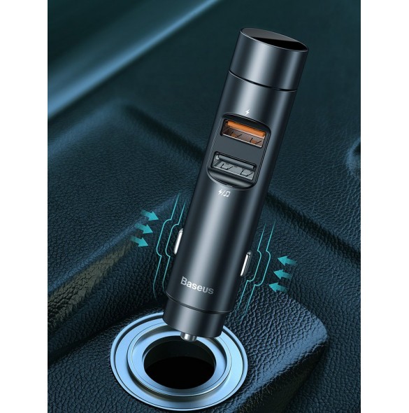 Baseus Bluetooth 5.0 FM Transmiter car charger 2x USB 3 A 18 W PPS Quick Charge 3.0 AFC FCP - Silver (CCNLZ-C0S)