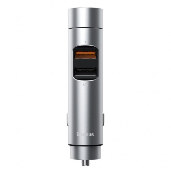 Baseus Bluetooth 5.0 FM Transmiter car charger 2x USB 3 A 18 W PPS Quick Charge 3.0 AFC FCP - Silver (CCNLZ-C0S)