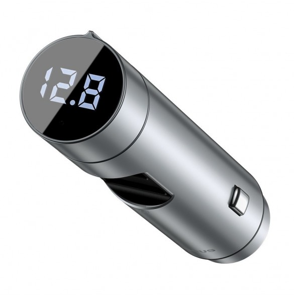 Baseus Bluetooth 5.0 FM Transmiter car charger 2x USB 3 A 18 W PPS Quick Charge 3.0 AFC FCP - Silver (CCNLZ-C0S)