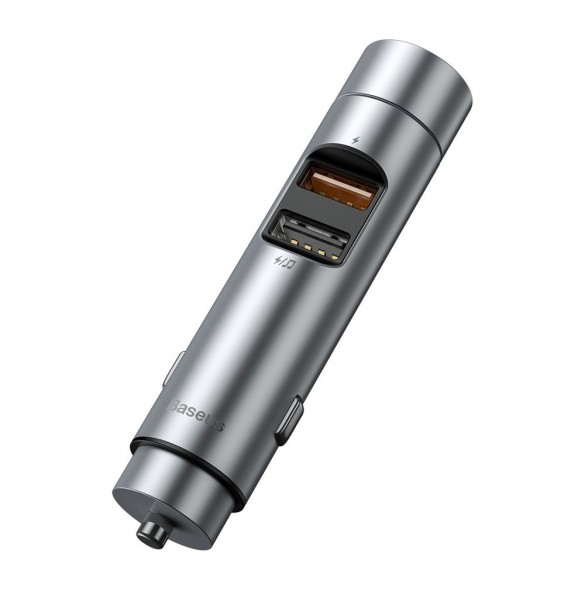 Baseus Bluetooth 5.0 FM Transmiter car charger 2x USB 3 A 18 W PPS Quick Charge 3.0 AFC FCP - Silver (CCNLZ-C0S)