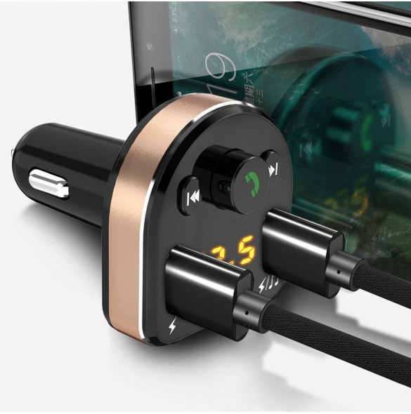 Dudao Bluetooth FM Transmitter MP3 Car Charger 2x USB 3.1 A - Svart (R2Pro black)